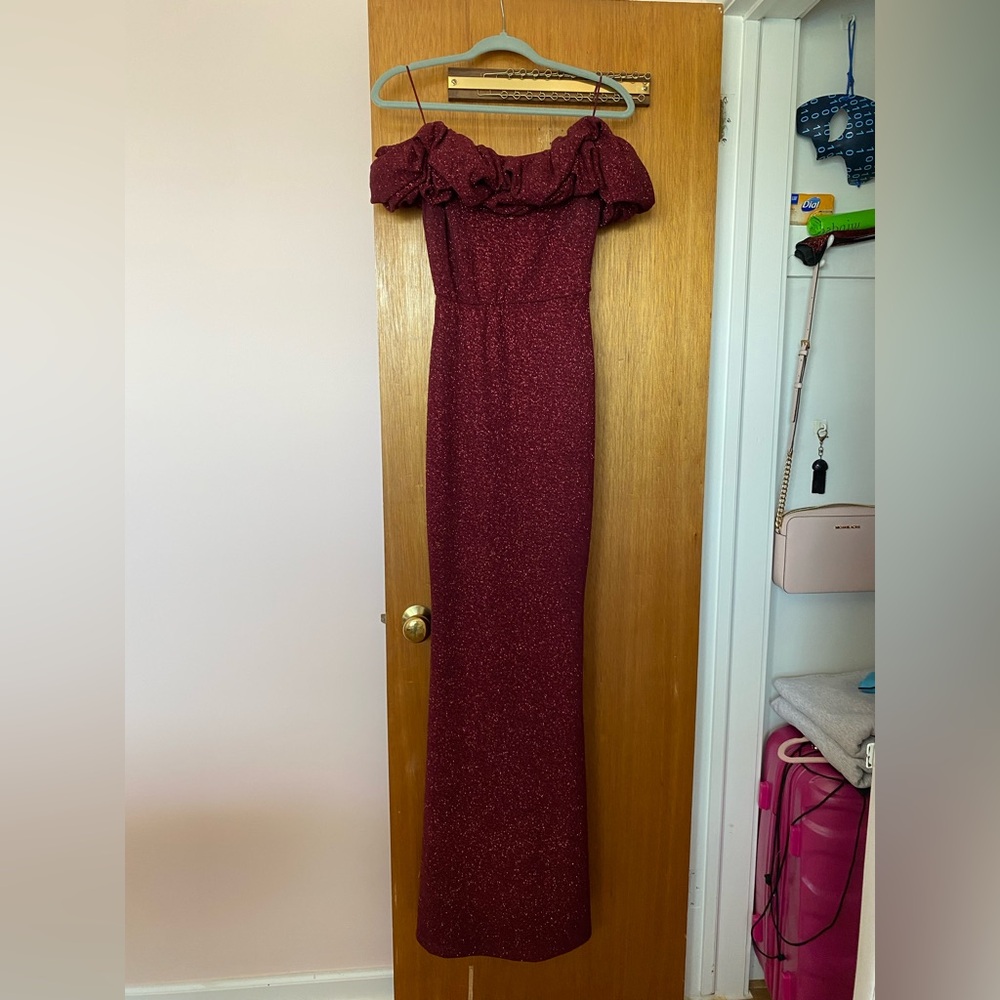 Elegant Burgundy Off-Shoulder Dress